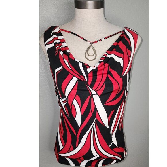 B. Works Byer California Sleeveless Blouse Red, Black, White Sz M - Picture 6 of 7